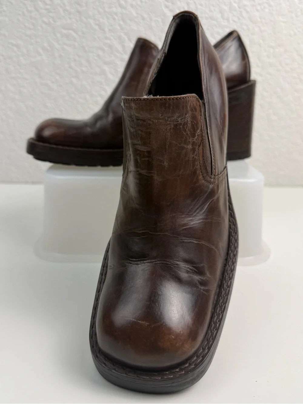 Joan & David | Handmade in Italy | Leather Slip-On Heels | Brown | EU 38